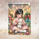 Search for vintage little girl christmas cards Pink