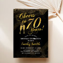 Search for 70 years invitations Gold glitter