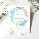 Search for under the sea 1st birthday invitations Coral