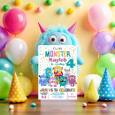 Search for little monster birthday invitations Vibrant colourful