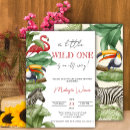 Search for wild one safari invitations Wild tropical greenery leaves