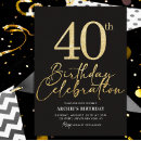 Search for black and gold 40th birthday invitations Elegant