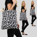 Search for alphabet tote bags Black