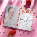 Search for strawberry 1st birthday invitations First birthday party