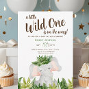 Search for safari elephant baby shower invitations Wild one