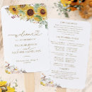Search for sunflower wedding programs Watercolor floral