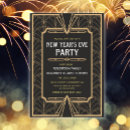 Search for 1920s new years eve party invitations Black and gold