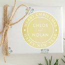 Search for merry christmas and happy new year stickers Gold