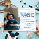 Search for whale 1st birthday invitations Watercolor