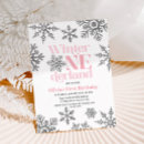 Search for winter onederland pink and silver invitations Glitter