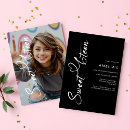 Search for minimalist sweet 16 invitations Black and white