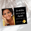 Search for graduation party save the dates Black and white