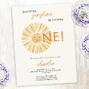 Search for sunshine 1st birthday invitations Boho