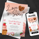 Search for love is sweet bridal shower invitations Pink