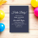Search for navy blue and white baby shower invitations Simple