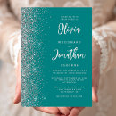 Search for teal blue and silver wedding invitations Chic
