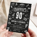 Search for surprise 90th birthday invitations Black and white
