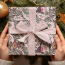 Search for vintage pink christmas wrapping paper Botanical