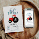 Search for red tractor baby shower invitations Rustic