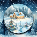 Search for forest cabin stickers Winter wonderland