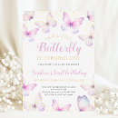 Search for purple butterfly birthday invitations Girl