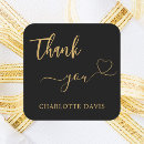 Search for square thank you wedding stickers Black and gold