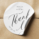 Search for thank you calligraphy wedding stickers Black and white