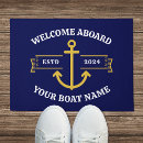 Search for navy and gold doormats Welcome aboard
