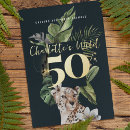 Search for animal 50th birthday invitations Black and gold