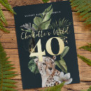 Search for animal 40th birthday invitations Black and gold