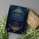 Search for royal blue floral wedding invitations Gold