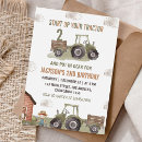 Search for farm 2nd birthday invitations Green tractor