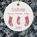 Search for first name for babys christmas tree decorations Red and white