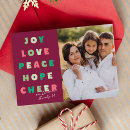 Search for peace love joy family photo christmas cards Red and green