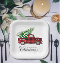 Search for red truck paper plates Rustic christmas