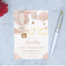 Search for hot air balloon birthday invitations Pink