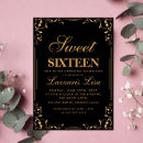 Search for black and gold sweet 16 invitations Daughter