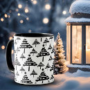 Search for modern black white christmas tree mugs Pattern