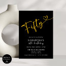 Search for gold and black 50th birthday invitations Typography