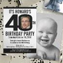 Search for black and white birthday invitations Forty