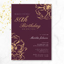 Search for red and gold 80th birthday invitations Flowers