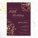 Search for floral 90th birthday invitations Ninetieth