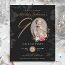 Search for floral 90th birthday invitations Black