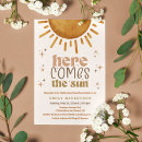 Search for here comes the sun baby shower invitations Boho bohemian