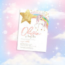 Search for magical unicorn birthday invitations Pink and gold