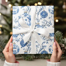 Search for blue toile wrapping paper Blue and white