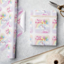 Search for magical unicorn birthday wrapping paper Pink