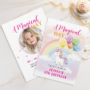 Search for unicorns rainbows birthday invitations Girly