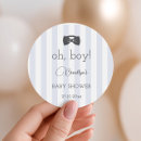 Search for blue stripes baby shower stickers Oh boy