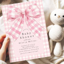 Search for pink bow baby shower invitations Preppy